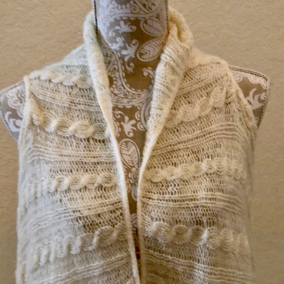 Relais Mohair blend open sleeveless sweater ivory sz L - Picture 3 of 13